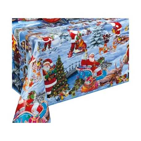 Nappe de noël toile cirée rectangulaire 140 x 250 cm - mistigris